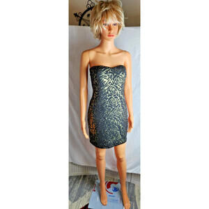 B_envied, cocktail, evening, sexy, dress, mini, Size L, black & Gold